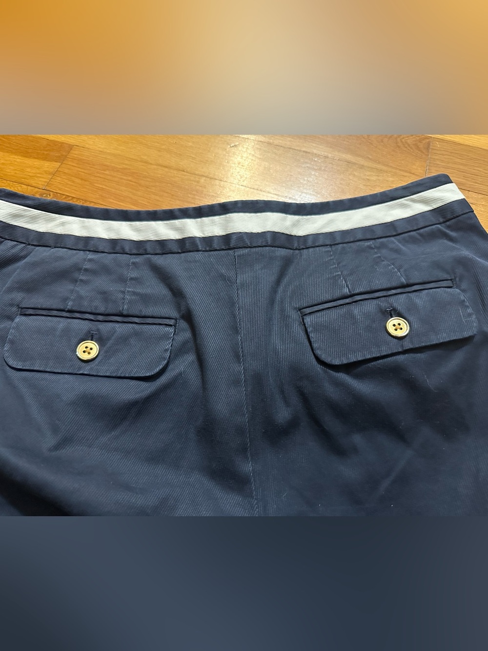 Talbots Navy Chinos with Contrast Waistband - Picture 6 of 10
